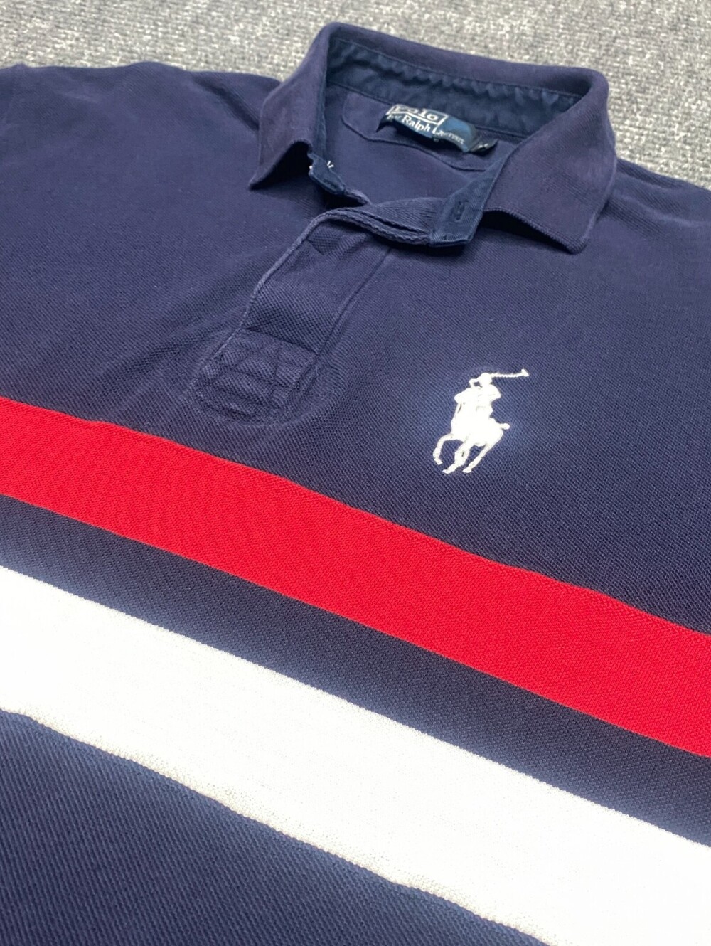 Vintage Polo Ralph Lauren Shirt Mens Medium Pony Logo Blue Red White Striped